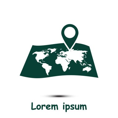 harita ve PIN, vektör çizim basit simgesi