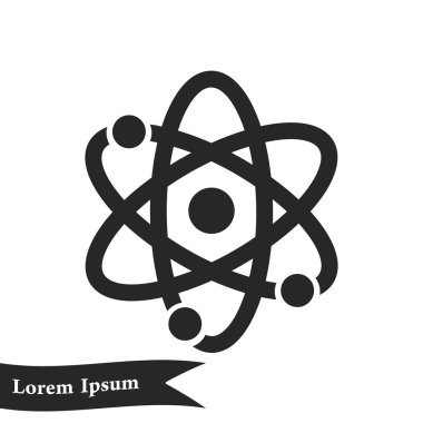 Atom işareti simgesi. Atom bölümü simgesi. Düz tasarım stili.