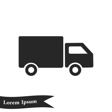 Teslimat kamyonu işareti simgesi. Kargo van sembolü. Sevk irsaliyelerini ve ücretsiz teslim. Düz stil. Vektör.