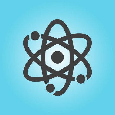 Atom işareti simgesi. Atom bölümü simgesi. Düz tasarım stili.