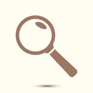 Loupe soyut simgesi. Arama düğmesi. Büyüteç. Düz tasarım stili. 