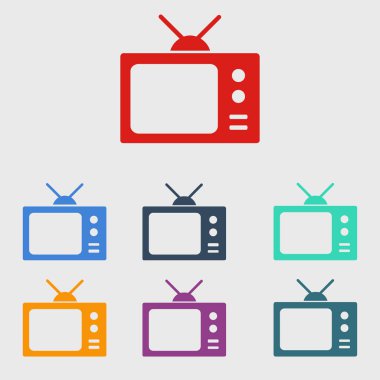 TV simgesi. Düz tasarım stili. Vektör Eps 10. 
