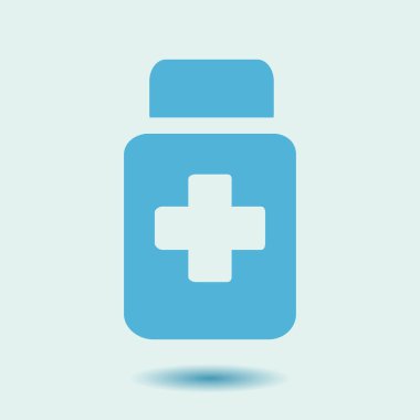 Uyuşturucu simgesi imzala. Haplarla paketi. Düz tasarım stili. Vektör Eps 10.