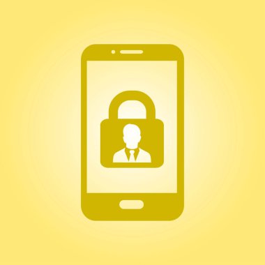 Internet güvenlik kavramı simgesi, kimlik ve koruma sembol telefon ekranında, vektör çizim 