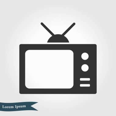 TV simgesi. Düz tasarım stili. Vektör Eps 10. 
