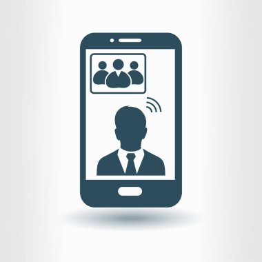 Online konferans akıllı telefon simgesi.