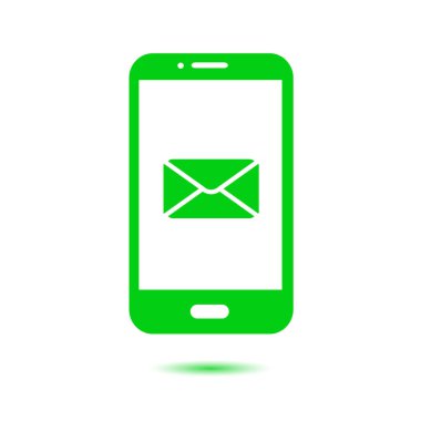 Akıllı telefon e- postası veya SMS simgesi. Mobil posta imzası simgesi.
