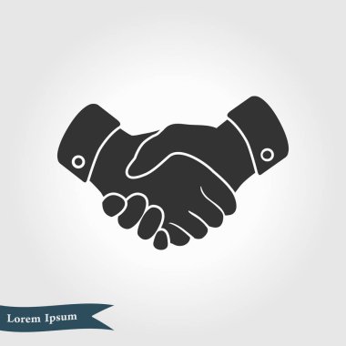 El sıkışma işareti simgesi. Başarılı iş sembolü. Düz tasarım stili.