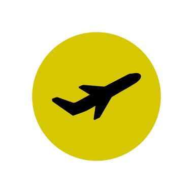 Uçak uçuş biletleri hava sinek seyahat kalkış siluet öğesi. Uçak sembolü. Seyahat etmek simge. Düz tasarım. EPS 10.