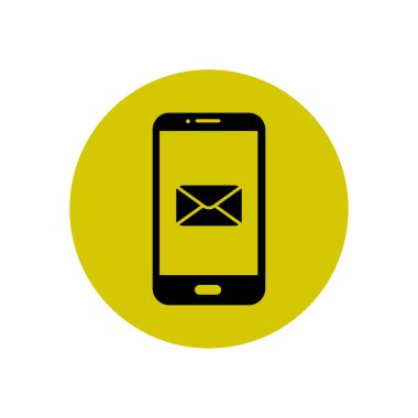 Akıllı telefon e- postası veya SMS simgesi. Mobil posta imzası simgesi.