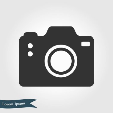 Fotoğraf makinesi simgesi. DSLR kamera simgesi. Dijital kamera. Düz tasarım biçimi. 