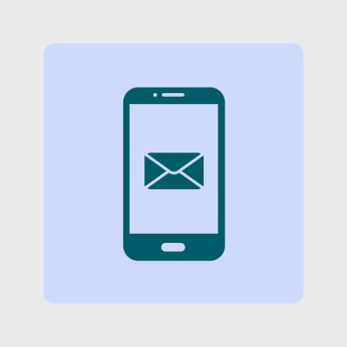 Akıllı telefon e- postası veya SMS simgesi. Mobil posta imzası simgesi.