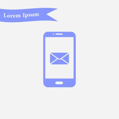 Akıllı telefon e- postası veya SMS simgesi. Mobil posta imzası simgesi.