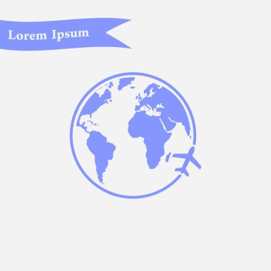 Uçak ikonu yolculuğu. Dünyayı dolaş..