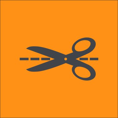 Makas ile kesme hatları simgesi.