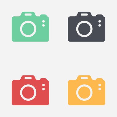 Fotoğraf makinesi simgesi. DSLR kamera simgesi. Dijital kamera. Düz tasarım biçimi. 