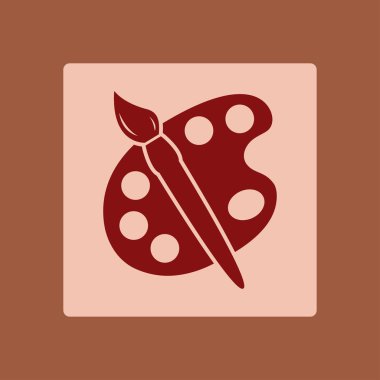 Boya fırça paleti simgesi ile. Düz tasarım stili.