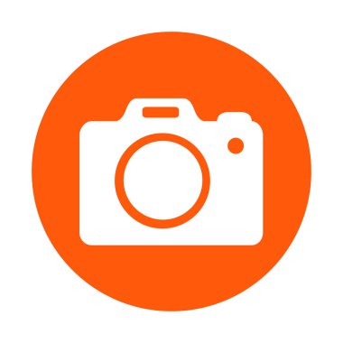 Fotoğraf makinesi simgesi. DSLR kamera simgesi. Dijital kamera. Düz tasarım biçimi. 