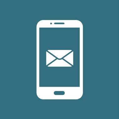 Akıllı telefon e- postası veya SMS simgesi. Mobil posta imzası simgesi.