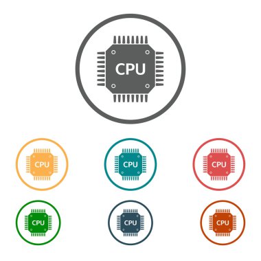 Devre kartı simgesi. Teknoloji düzeni kare simgesi. Düz tasarım stili.
