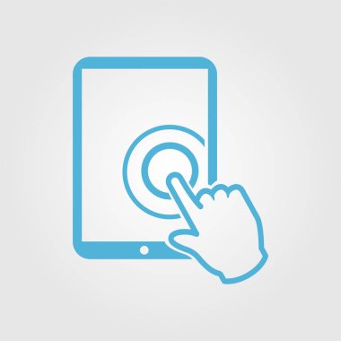 Değmek perde tablet Pc işareti simgesi. El işaretçi simgesi. 