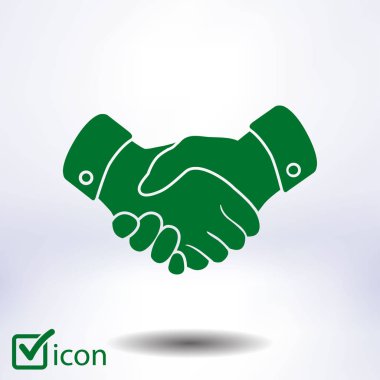 El sıkışma işareti simgesi. Başarılı iş sembolü. Düz tasarım stili.