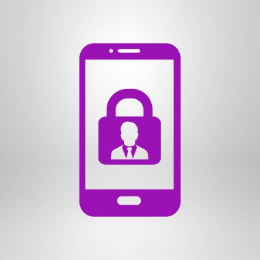 Internet güvenlik kavramı simgesi, kimlik ve koruma sembol telefon ekranında, vektör çizim 