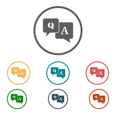 Soru cevap simgesi. Q&A işareti simgesi. Konuşma balonları ile soru ve cevap.