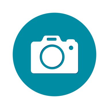 Fotoğraf makinesi simgesi. DSLR kamera simgesi. Dijital kamera. Düz tasarım biçimi. 