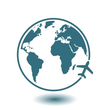 Uçak ikonu yolculuğu. Dünyayı dolaş..