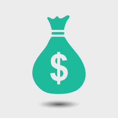Para çantası ikonu. Dolar dolar para birimi sembolü. Düz tasarım tarzı. EPS 10.