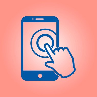 Dokunmatik ekran smartphone işareti simgesi. El işaretçi simgesi. Düz tasarım stili. Vektör Eps 10.