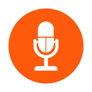 Mikrofon simgesi. Sözcü sembolü. Canlı müzik işareti. Düz tasarım tarzı. Vektör EPS 10.