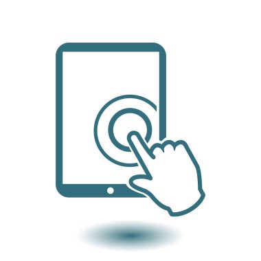 Değmek perde tablet Pc işareti simgesi. El işaretçi simgesi. 