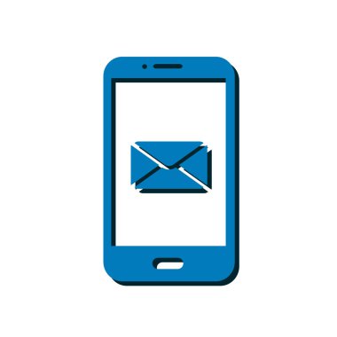 Akıllı telefon e- postası veya SMS simgesi. Mobil posta imzası simgesi.