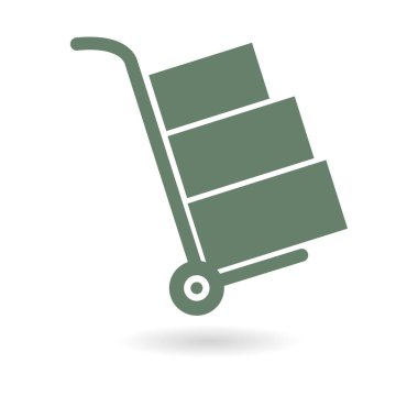 Kutuları simge kamyonla. El kamyon işareti erkek.