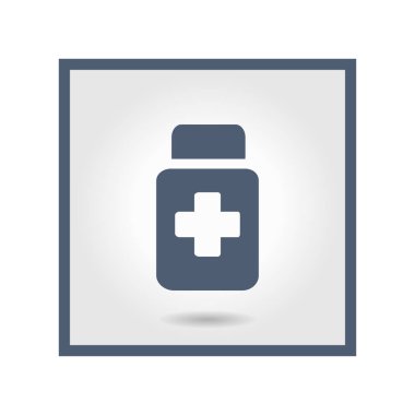 Uyuşturucu simgesi imzala. Haplarla paketi. Düz tasarım stili. Vektör Eps 10.