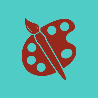 Boya fırça paleti simgesi ile. Düz tasarım stili.