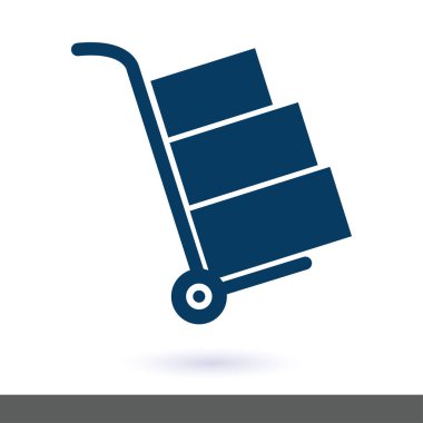 Kutuları simge kamyonla. El kamyon işareti erkek.