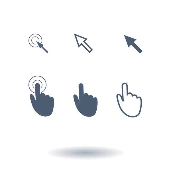 Iconos Puntero Cursor Ratón Mano Flecha Haga Clic Presionar Tocar — Vector de stock