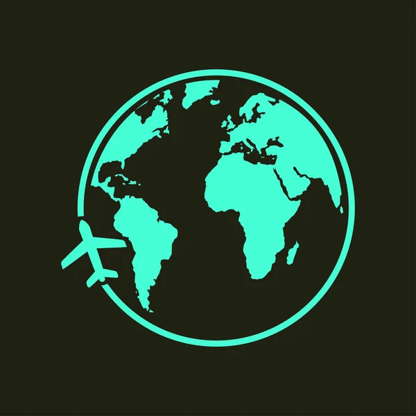 Icono Del Avión Viaje Viaje Alrededor Del Mundo — Vector de stock