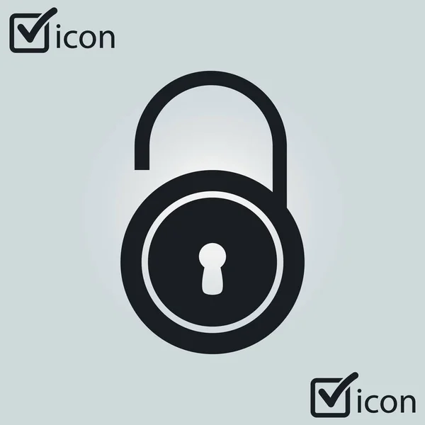 Unlock Icon Flat Design Style Validation User Completed — Stock Vector