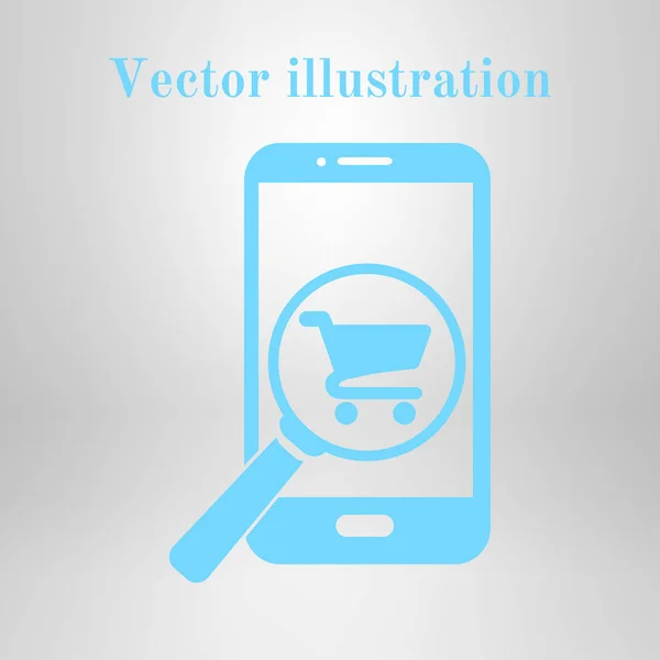 Glas Zoekt Shoping Slimme Telefoon Online Shoping Pictogram — Stockvector