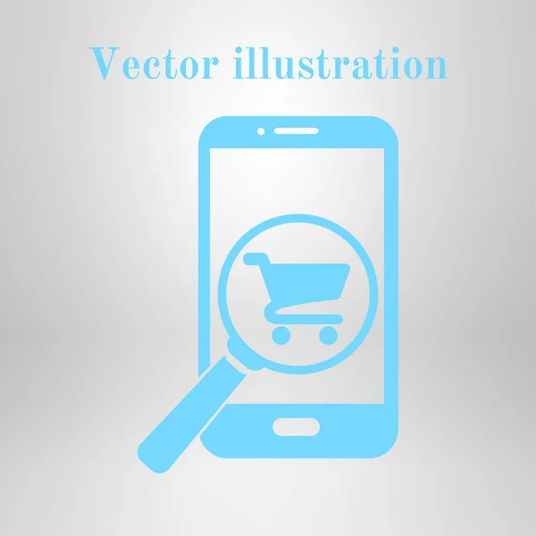 Verre Recherche Magasinage Sur Téléphone Intelligent Icône Boutique Ligne — Image vectorielle