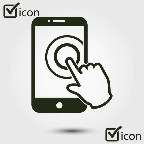 Touch Screen Smartphone Sign Icon Hand Pointer Symbol Flat Design — Stock Vector