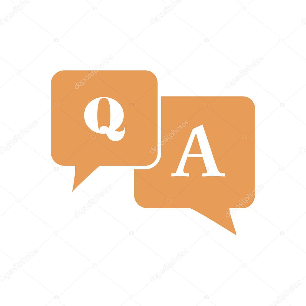 Question answer icon. Q&A sign symbol. Speech bubbles with question and answer.