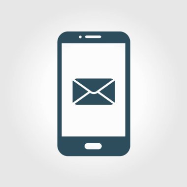 Akıllı telefon e- postası veya SMS simgesi. Mobil posta imzası simgesi.