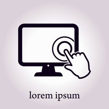 Ekran monitör simgeye dokunun. El işaretçi simgesi.