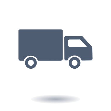 Teslimat kamyonu işareti simgesi. Kargo van sembolü. Sevk irsaliyelerini ve ücretsiz teslim. Düz stil. Vektör Eps 10.