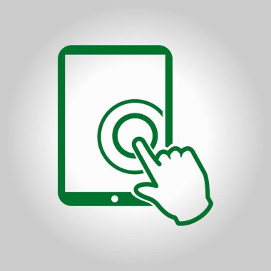 Değmek perde tablet Pc işareti simgesi. El işaretçi simgesi. 